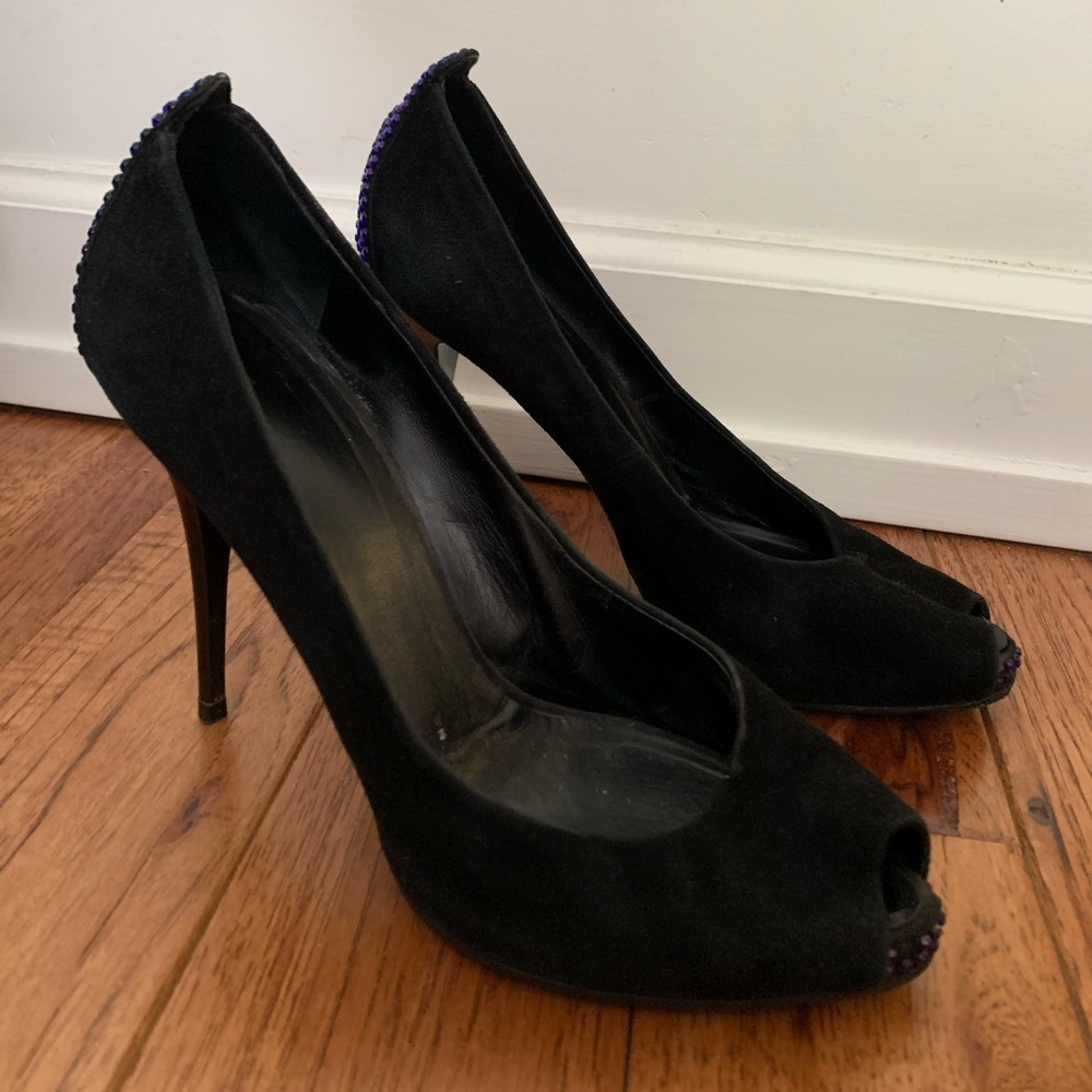 Giuseppe Zanotti Blue Swarovski Black Suede Pumps
